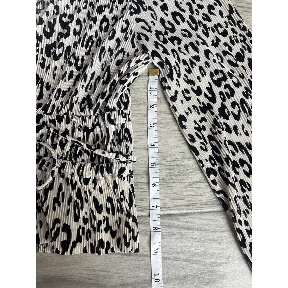Zara Pleated Long‎ Sleeve Animal Print Top Women's Size Medium A3 - Picture 7 of 9